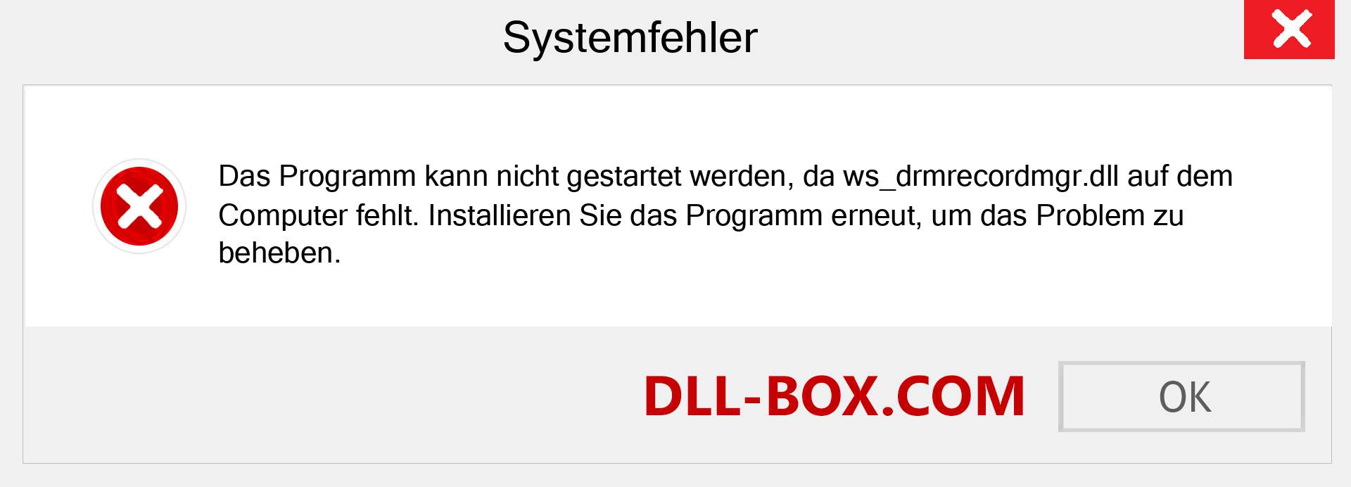 ws_drmrecordmgr.dll-Datei fehlt?. Download für Windows 7, 8, 10 - Fix ws_drmrecordmgr dll Missing Error unter Windows, Fotos, Bildern